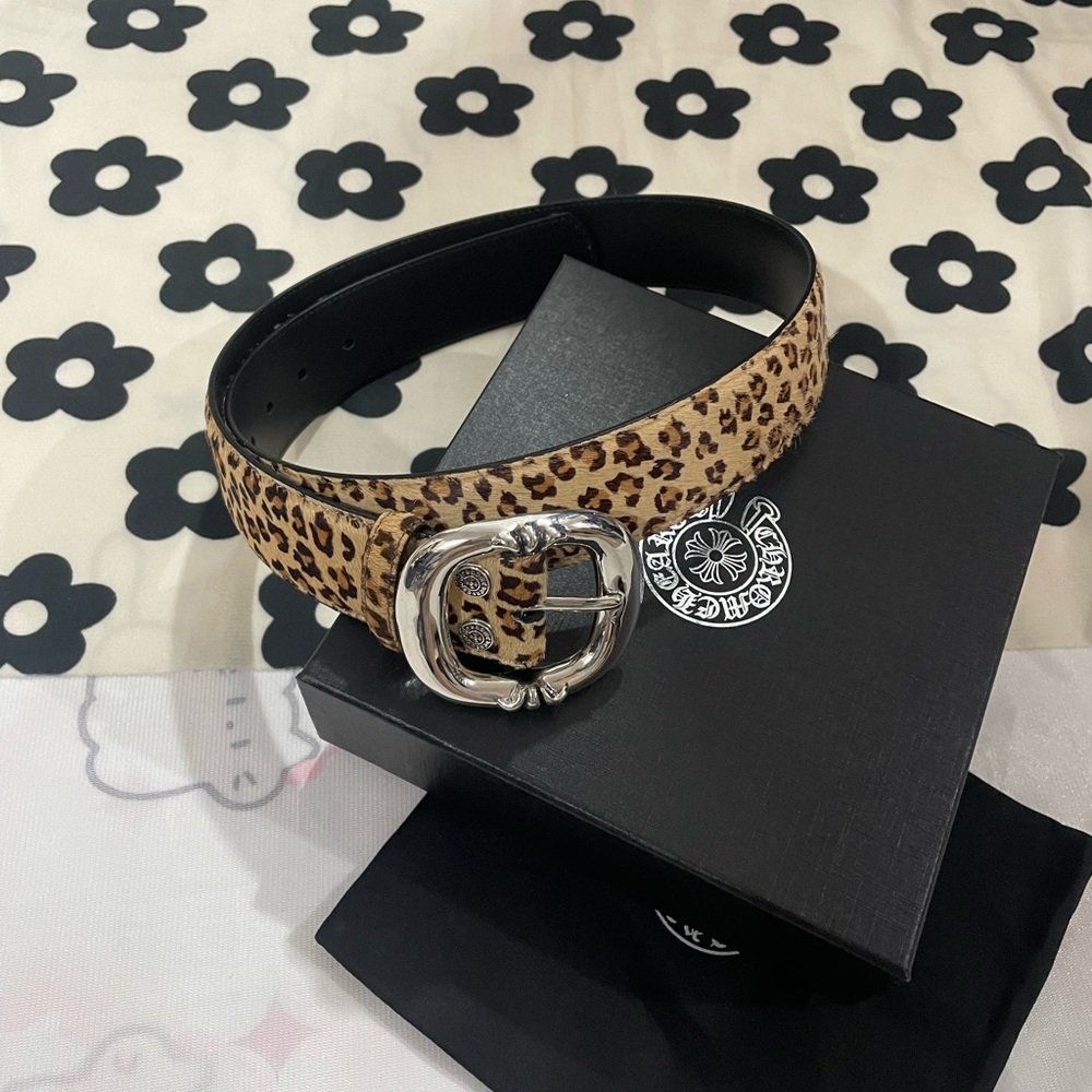 Chrome Hearts Leopard Print Leather Belt with Silver Buckle - Picture 11 of 11